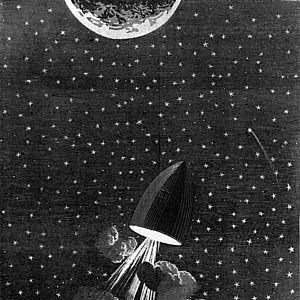 Émile Bayard, gravure extraite de « Autour de la Lune », in Jules Verne, Voyages extraordinaires, Éd. Pierre-Jules Hetzel, 1870.